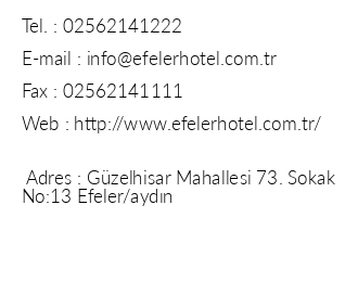 Efeler Hotel iletiim bilgileri